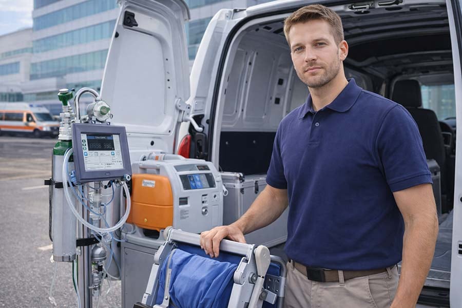 Bluerock TMS coordinates healthcare equipment delivery by aligning technicians, medical devices, home service timing, hygiene requirements, returns, and variable service windows. Bluerock TMS coordinates healthcare equipment delivery by aligning technicians, medical devices, home service timing, hygiene requirements, returns, and variable service windows.